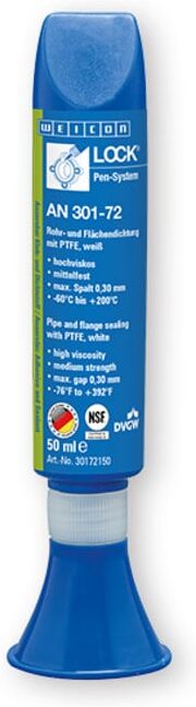 WEICONLOCK® AN 301-72 Rohr- und Flächendichtung, mit PTFE, mittelfest, hochtemperaturbeständig, 50 ml, weiß (30172150)