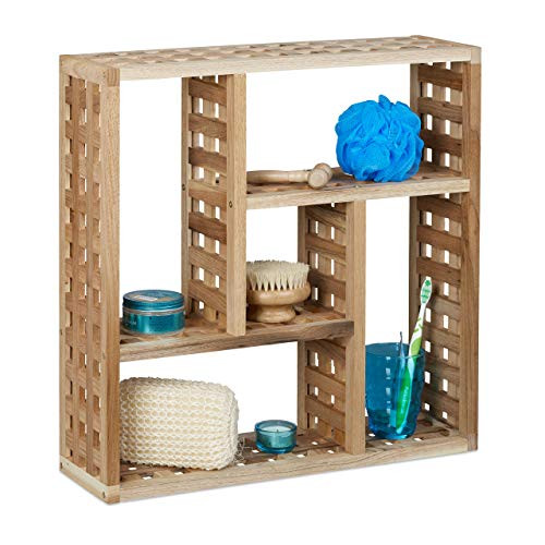 Relaxdays Wandrek Walnotenhout, Bruin, H x B x D: 50 x 50 x 15 cm