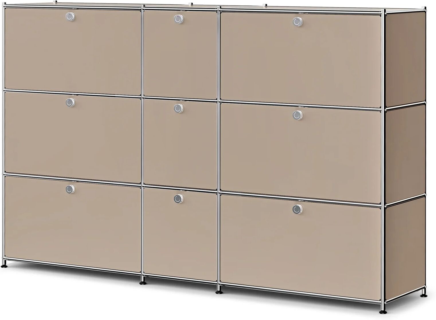 Tchibo - Kommode Metall »Cn3« mit 9 Klappenfächern - 190x40x120,3cm - hellgrau -
