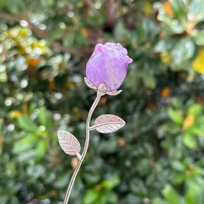 Inspire Essentials CrystalBloom Rose Quartz Flower Ornament Elegant Gift Decor 16