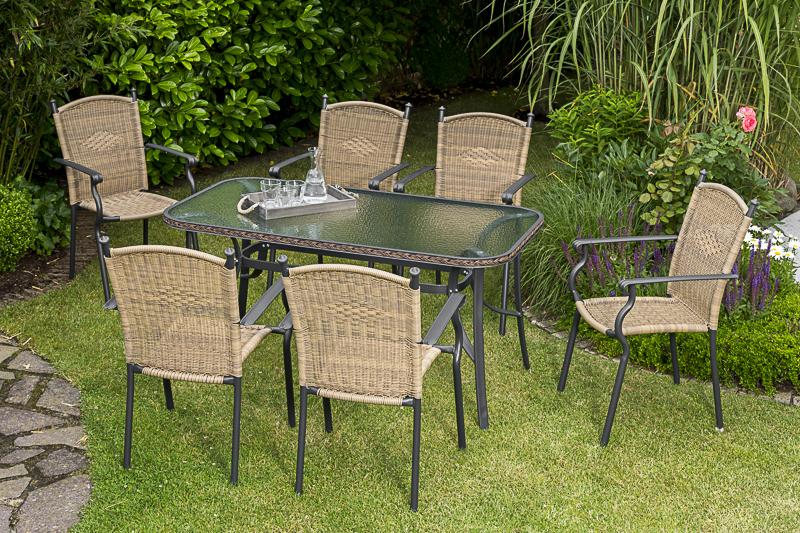 MERXXHANDELS Roma Set 7tlg 6 Sessel schoko Aluminium/Kunststoffgeflecht 09223812