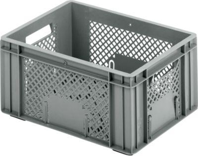 Euro Box Obst- und Gemüsekasten, lebensmittelecht, Inhalt 22 L, durchbrochene Version, grau