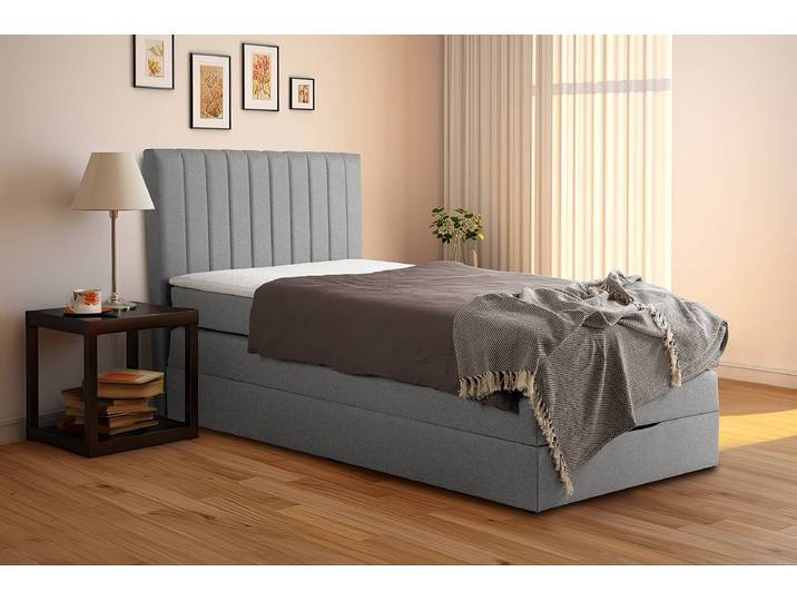 Boxspringbett Ghoripur - Typ A 90 x 200cm Webstoff Mavie Grau
