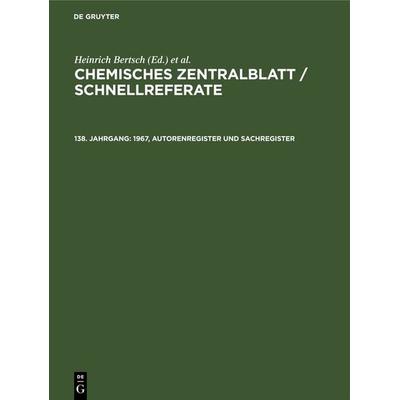 1967, Autorenregister und Sachregister, Gebundene Ausgabe von , De Gruyter, 978-3-11-262093-9