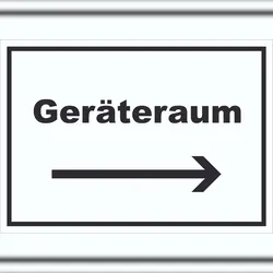 HB-Druck Geräteraum Schild mit Text und Richtungspfeil rechts Schuppen waagerecht A4 (210x297mm)