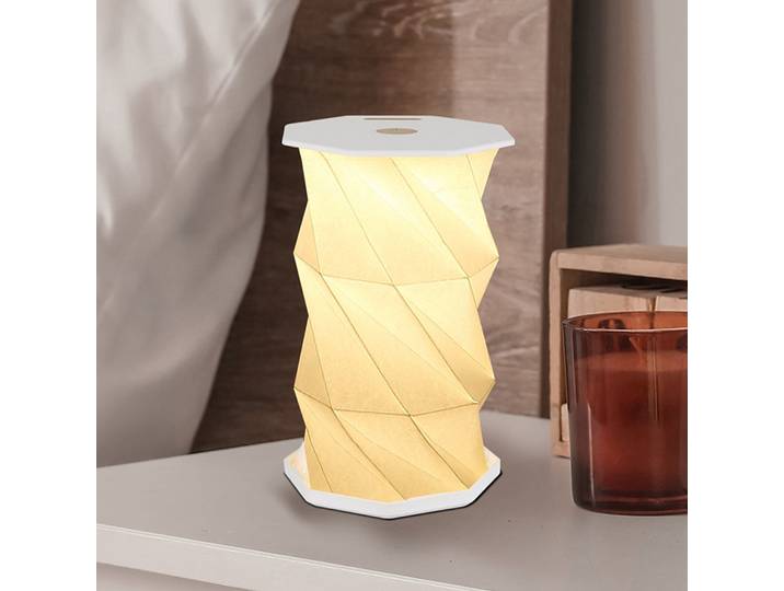 LED-Tischleuchte Ø 13cm Weiß Acrylglas PVC Papier Nicht austauschbare LEDs LED-Platine