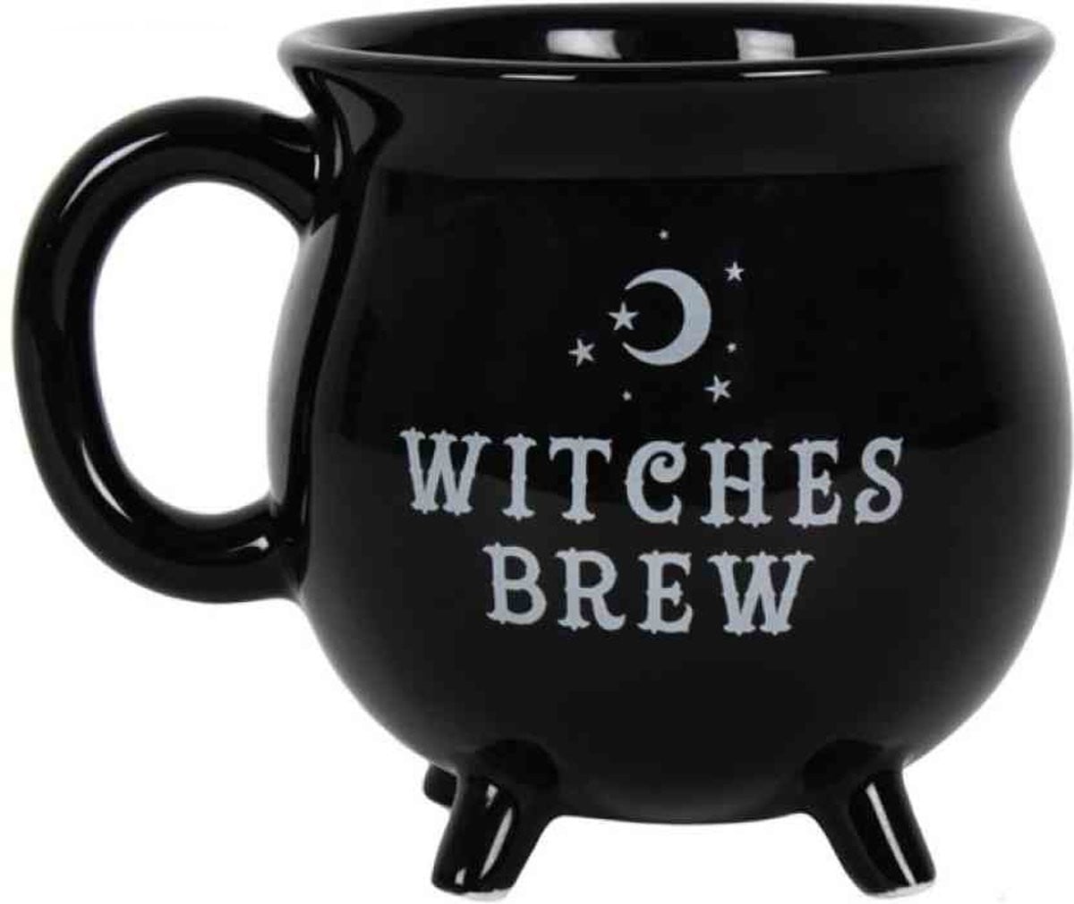 Something Different Mok in ketelvorm met opschrift Witches Brew, Zwart