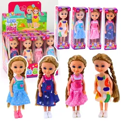 Minipuppe mit langen Haaren im Kleid 15cm Mix
