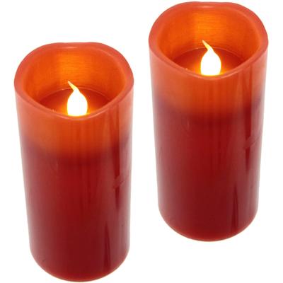LED-Kerze I.GE.A. "Batteriebetriebene LED-Kerzen aus Echtwachs, Höhe ca. 12,5 cm", rot, H:12,5cm Ø:5,5cm, Echtwachs, Kerzen, LED-Kerze, flackerndes Stimmungslicht, Stumpenkerze für den Adventskranz