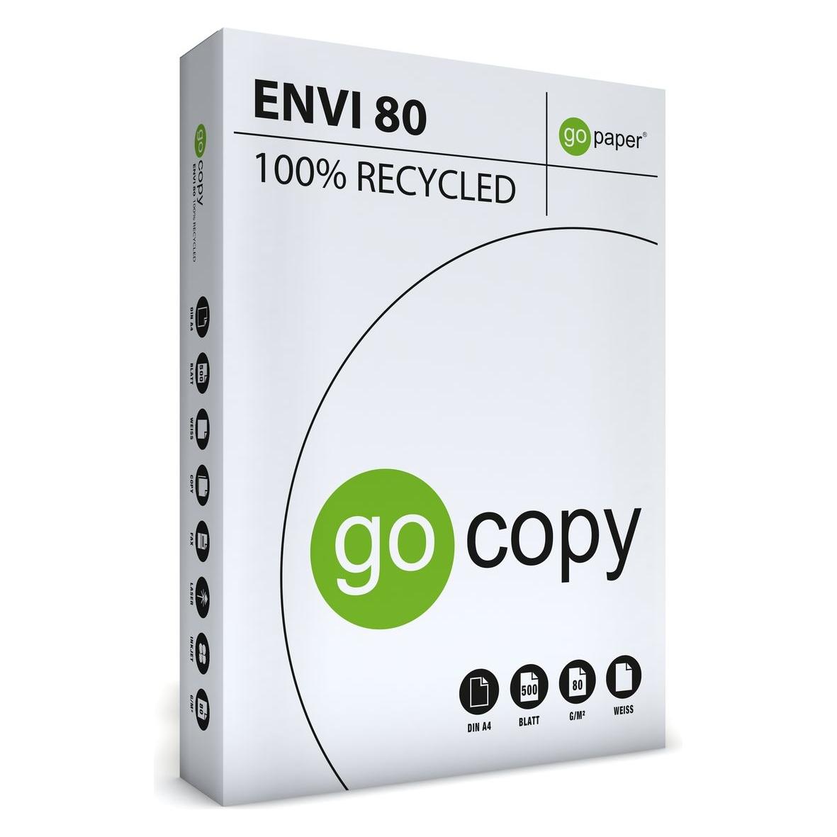Go paper Kopierpapier go copy envi 80g 100% Recycling weiss DIN A4 500 Blatt (A4, 500 Blätter, 80 g/m²) (71363530)