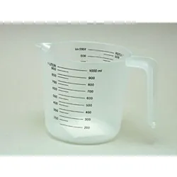 Messbecher Kunststoff 1 Liter, Weichplastik PP transparent, Präzise Skala, Vielseitig, 1000ml