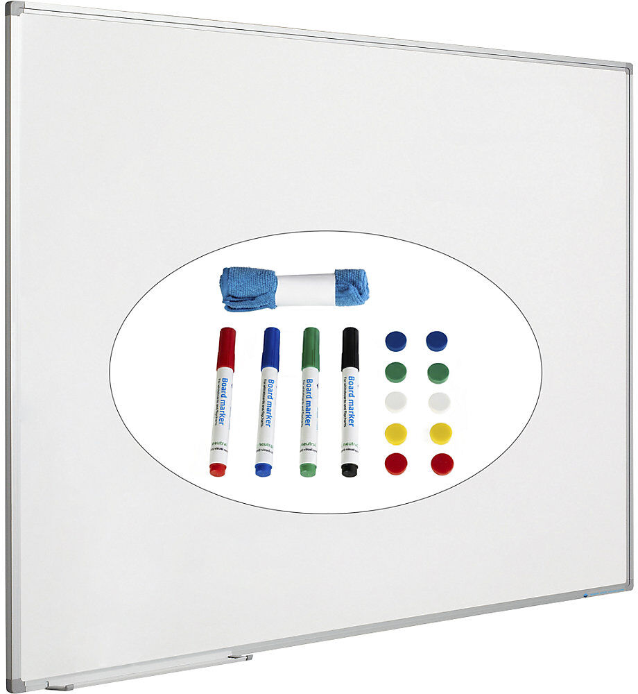 Whiteboard-Set inkl. Zubehör, Stahl, BxH 900 x 600 mm eurokraft basic