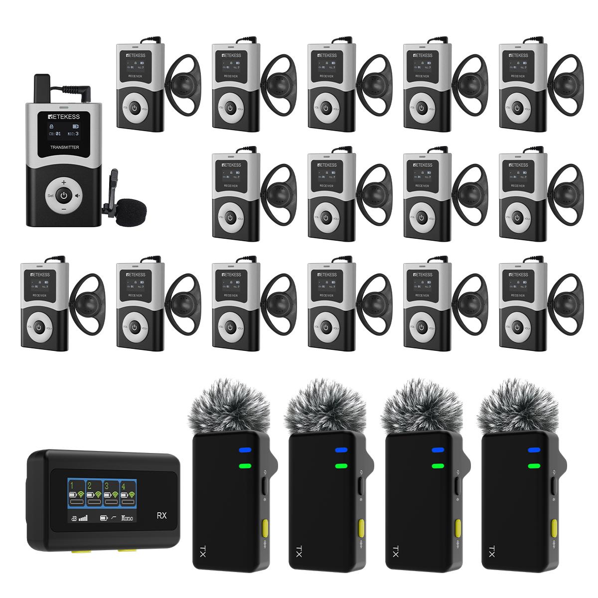 Retekess T130U-SVMic D4 Tour Guide System, kabellose Mikrofonsystem, 400m lange Distanz, lange Akkulaufzet,DSP-Rauschunterdrückung,für Reise Konferenz
