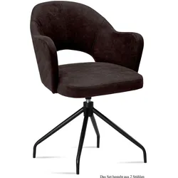 ARMLEHNSTUHL drehbar (2er-Set) Dorcas 59x87x61 Schwarz/Espresso