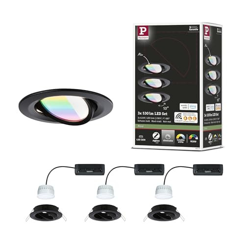 Paulmann Nova Coin Smart RGBW inbouwspot zwart aluminium met afstandsbediening