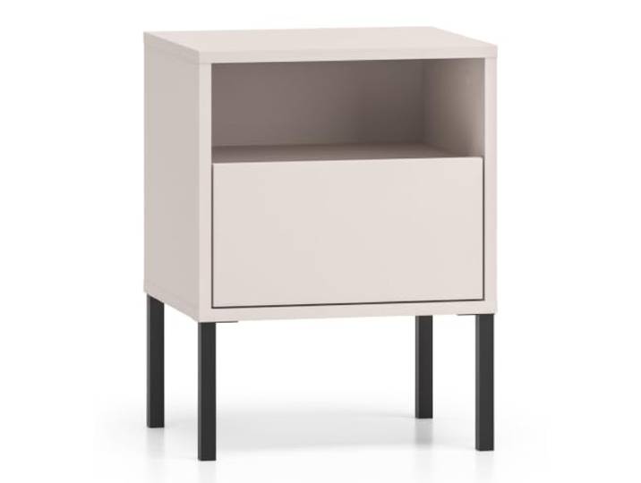 Selsey Nachttisch 40 x 34 x 53 cm Taupe Offenes Fach, Metallbeine, Push-to-Open