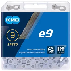KMC E-Bike Kette e9 EPT 9-fach silber 136 Glieder, 1/2 x 11/128""