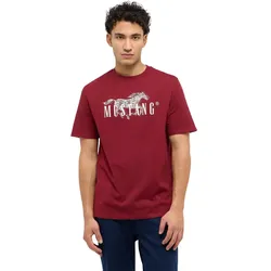 Mustang T-Shirt Austin mit Frontprint in Rot-L