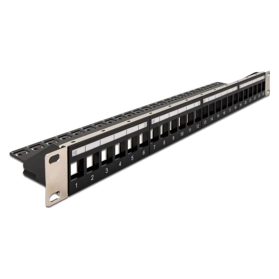 Delock 19" Keystone Patchpanel 24 Port mit Entlastungsschiene (66865)
