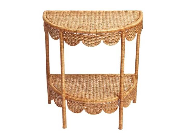 LEUBDIBR Natürliche Rattan‑Konsole, Boho Eingangsschrank für Flur Natürliche Rattan‑Webkunst, Halbmond‑Form, Boho‑Deko, stabile Konstruktion