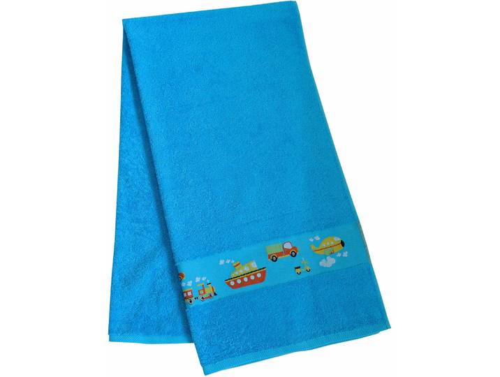 Badetuch DYCKHOFF Auto , blau, B:70cm L:140cm, Walkfrottee, Obermaterial: 100% Baumwolle, Handtücher, Badetuch, mit toller Bordüre und Auto Motiven