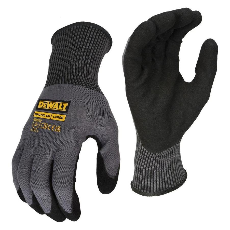 DeWalt Beschichtete, wasserdichte Arbeitshandschuhe, Grösse L/9, DURABLE GRIP (9, L) (DPG72L)