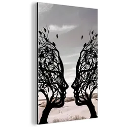 METALLBILD Strand - Meer - Menschen - Baum - Moderne Kunst 20x30 cm
