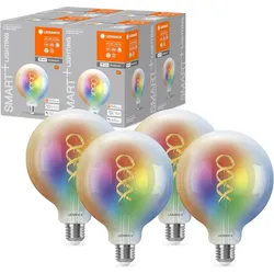 4er-Pack LEDVANCE SMART+ E27 WiFi Filament Globe 40 Multicolour Lampe 4,8W wie 40W Tunable White & RGBW