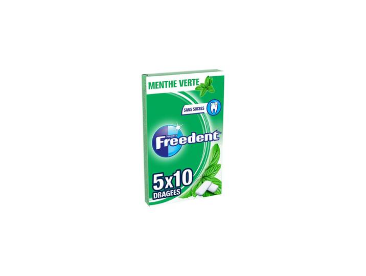 FREEDENT sans sucre menthe vert 5x10 dragées 70g