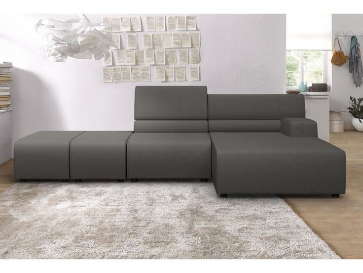 Ecksofa EGOITALIANO Babouche, Designsofa mit aussergewöhnlichem Sitzkomfort zum Wohlfühlen , grau (smoke), B:384cm H:80cm T:98cm, Luxus-Micofaser Lederoptik (100% Polyester) ist ein neues technisches Gewebe mit einem visuellen und taktilen Aspekt, der dem Nubuk sehr nahe kommt, mit innovativen Eigenschaften. Seine ausserordentliche Weichheit kommt von einem exklusiven Produktionsprozess, der Unreinheiten und Unregelmässigkeiten beseitigt. Das Ergebnis ist eine bemerkenswert samtige Faser, die durch das Vorhandensein von Körnern verstärkt wird. Von der einfarbigen Eleganz der warmen Farben und der Vielfalt an trendigen Farben, die es zu seiner eigenen Stärke und Persönlichkeit machen., Sofas, Ecksofa