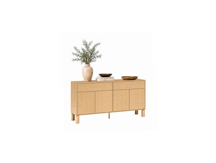 KOMMODE LINDEN 180/40,6/91,6 cm 4 Türen 2 Schubladen Eiche Bookmatch