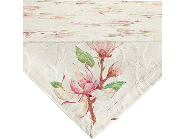 Erwin Müller Tischwäsche, Mitteldecke Magnolienblüten Jacquard Magnolie Größe 80x80 cm - hohe Strapazierfähigkeit, mit Kuvertsaum, bügelfrei