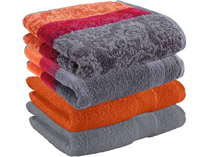 Erwin Müller Handtuch-Set 4er-Pack Walk-Frottier orange/grau Größe 50x100 cm