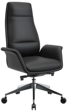 LeisureMod Summit Series High-Back Swivel Leather Office Desk Chair with Metal Frame, Adjustable Height, Synchro Tilt and Plush Cushion