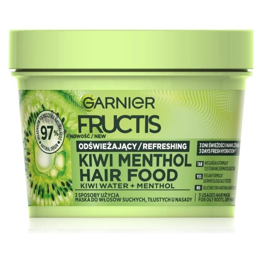 Garnier Fructis Hair Food Kiwi Menthol Hair Mask For Dry And Oily Roots 400ml (400 ml) (67132922)