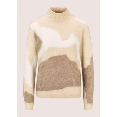 Longpullover MADELEINE "Pullover Gebrushter Kaschmirpullover", Damen, Gr. 44/46, beige (beige, multicolor), Modern, regular fit, Pullover Longpullover