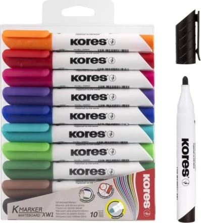 KORES K-MARKER für Whiteboards - runde Spitze 3 mm - Set mit 10 Farben