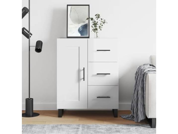 HEFZGDB Modernes Sideboard für Wohnzimmer in Hochglanz-Weiß mit Metallbeinen, Sideboard aus Holzwerkstoff mit glatter Oberfläche, mit Stauraum und Präsentationsfläche, Hochglanz-Weißes