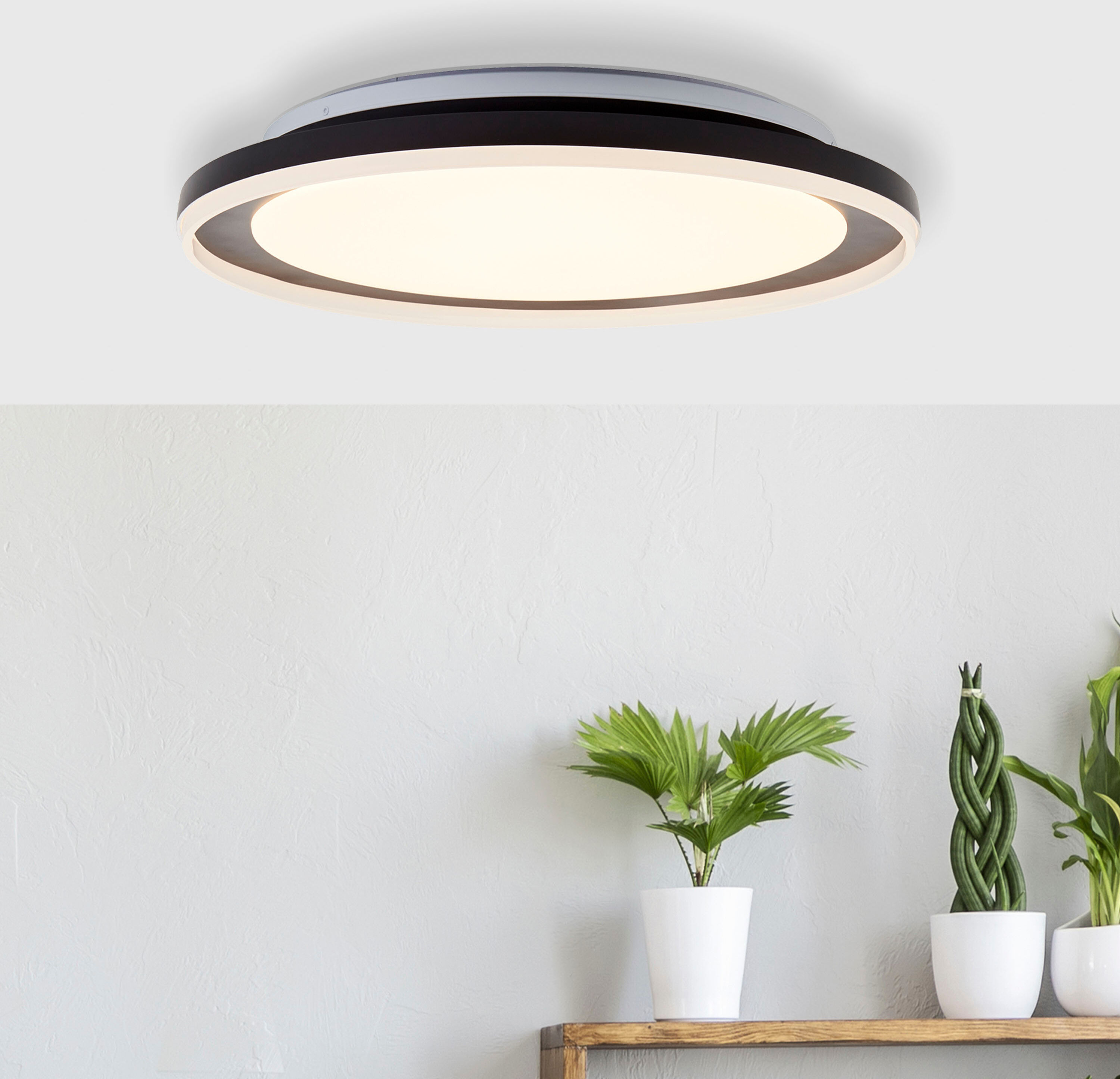BRILLIANT Deckenleuchte "Pederson", schwarz, 1, Ø 45cm H: 9cm, 1 Stk., Leuchten, LED Wand- und Deckenlampe 45cm schwarz, Deckenleuchte