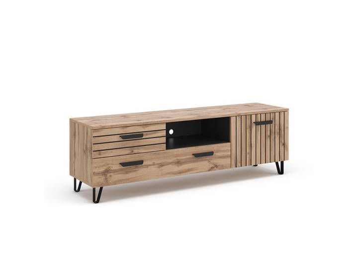 Vicco Lowboard Amber Eiche 150 x 48.5 cm, Eichefarben, 150x48.5x38 cm, Wohnzimmer, TV Möbel, Lowboards, Lowboards stehend