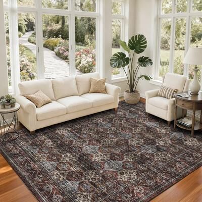 Garvee Antique Diamond Medallion Print Area Rug