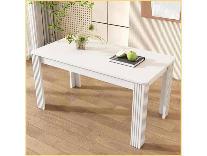 Table à Manger Rectangulaire - Design Moderne Robuste - Blanc