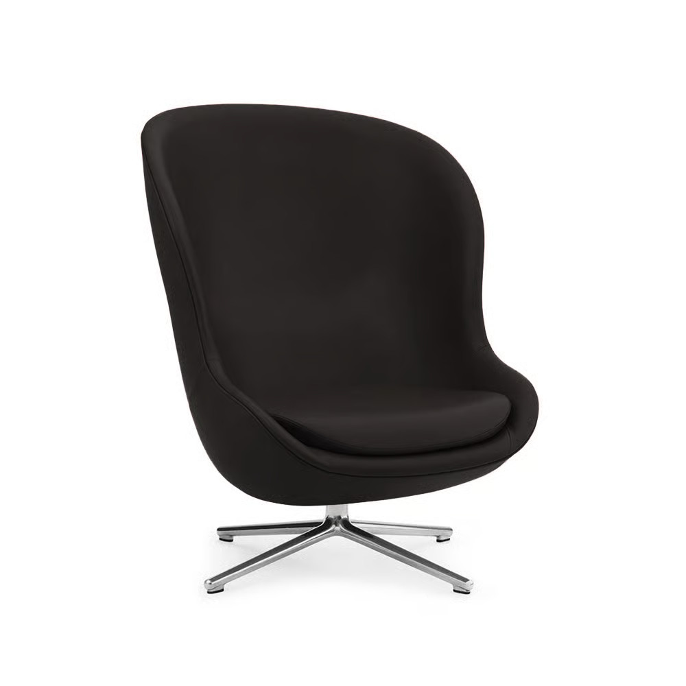 Normann Copenhagen Hyg fauteuil leer antraciet met aluminium draaivoet