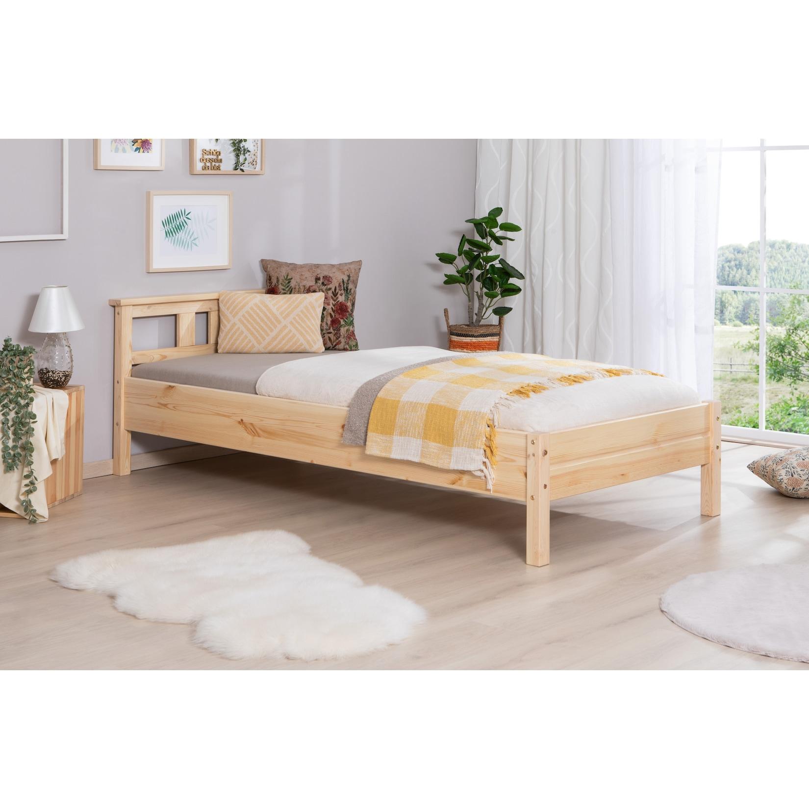 TiCAA Einzelbett und Doppelbett "Merci" Kiefer Natur