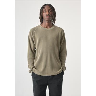 Strickpullover CLEPTOMANICX "Boxy Crewneck Thermal", Herren, Gr. M, grün (olivgrün), 100% Baumwolle, unifarben, normal, Rundhals, Pullover Strickpullover, im lockeren Schnitt