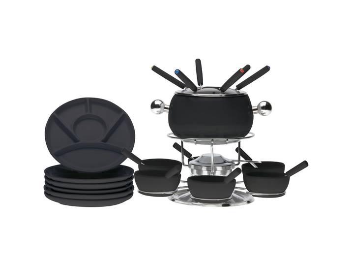 Fondue-Set Fiona schwarz Keramik/Metall