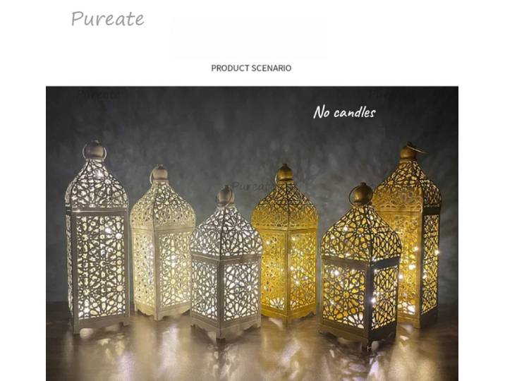 Lanterne marocaine rétro, chandelier en fer, porte-bougie, lampe de style européen, accessoires de décoration intérieure