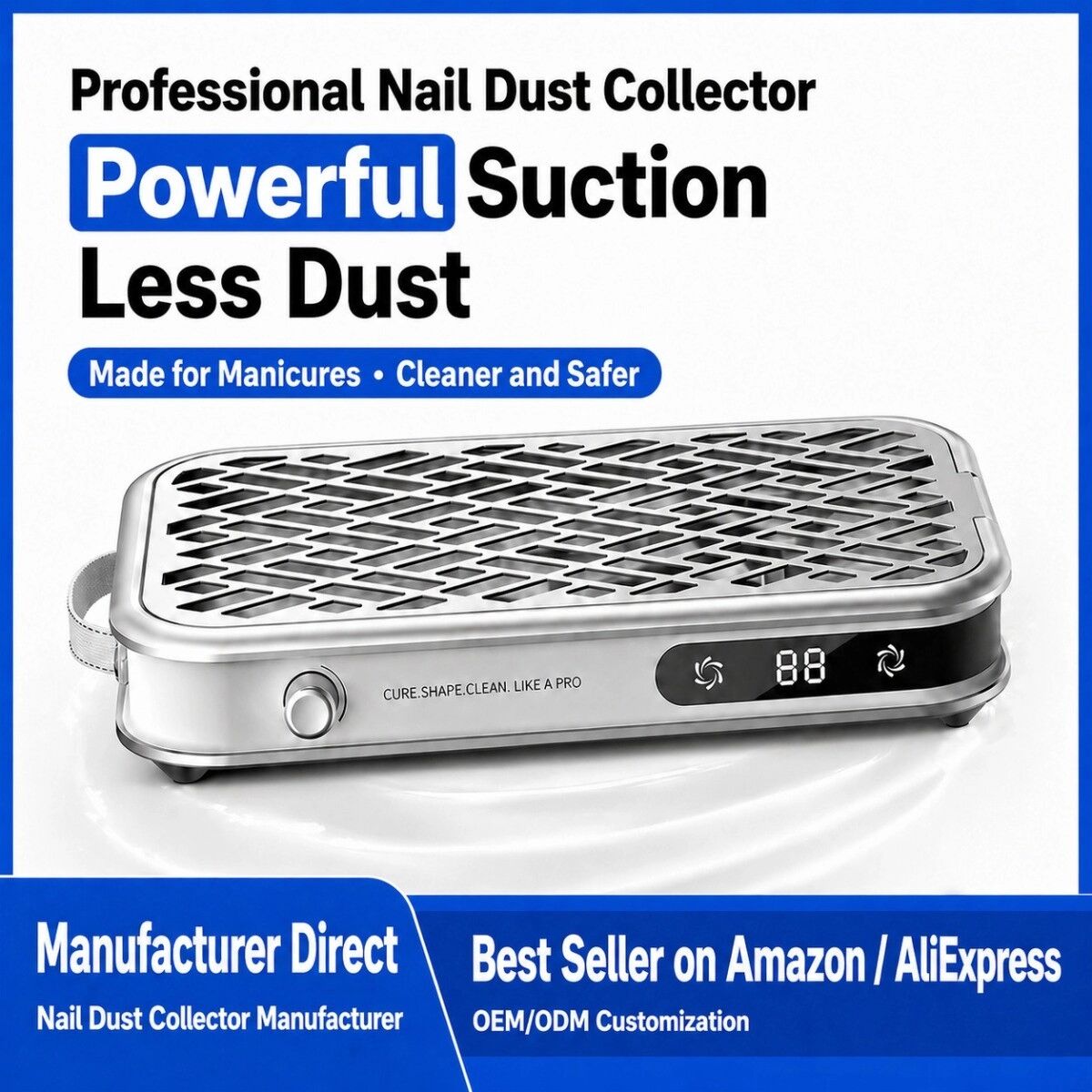 INF Nagelstaubabsauger - Dual-Lüfter 48w Nagelstaubsauger mit stufenloser Geschwindigkeitsregelung, magnetischer abnehmbarer