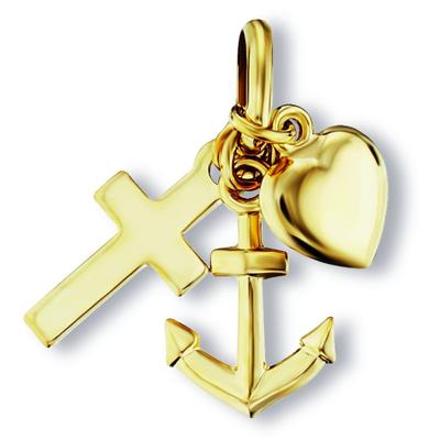Kettenanhänger ONE ELEMENT "Glaube Liebe Hoffnung Anhänger aus 333 Gelbgold", gold, Schmuckanhänger, Damen, Gelbgold 333 Gold, Gelbgold 333, Gold, Kettenanhänger, Herz mit Bedeutung – eine feine Geschenkidee für viele Anlässe