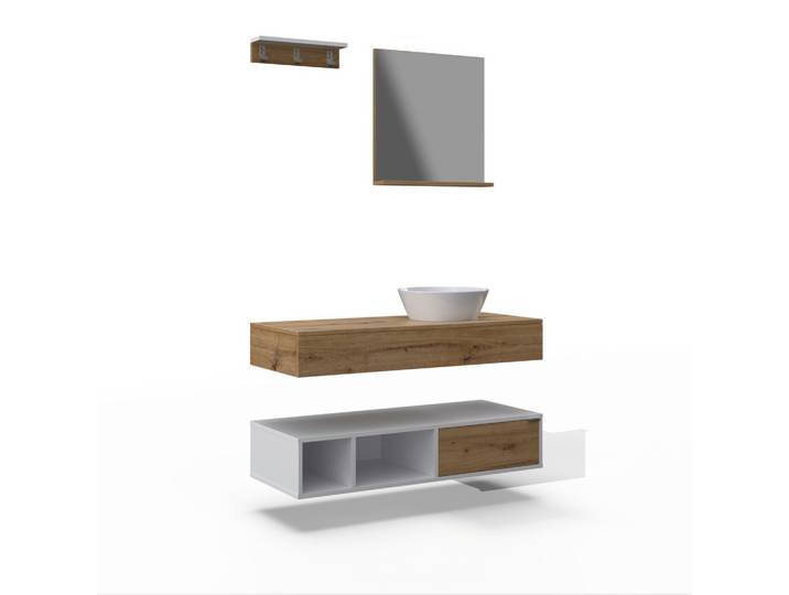 Badezimmer Wick 5 Tlg. Naturfarben/Weiß